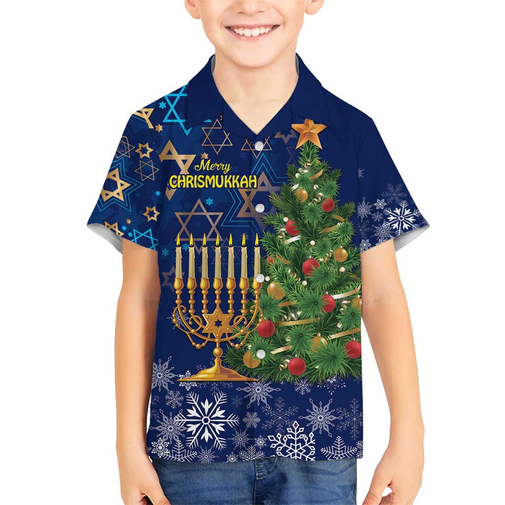 Merry Chrismukkah Family Matching Off Shoulder Maxi Dress and Hawaiian Shirt Merry Christmas and Happy Hanukkah LT9 - Wonder Print Shop