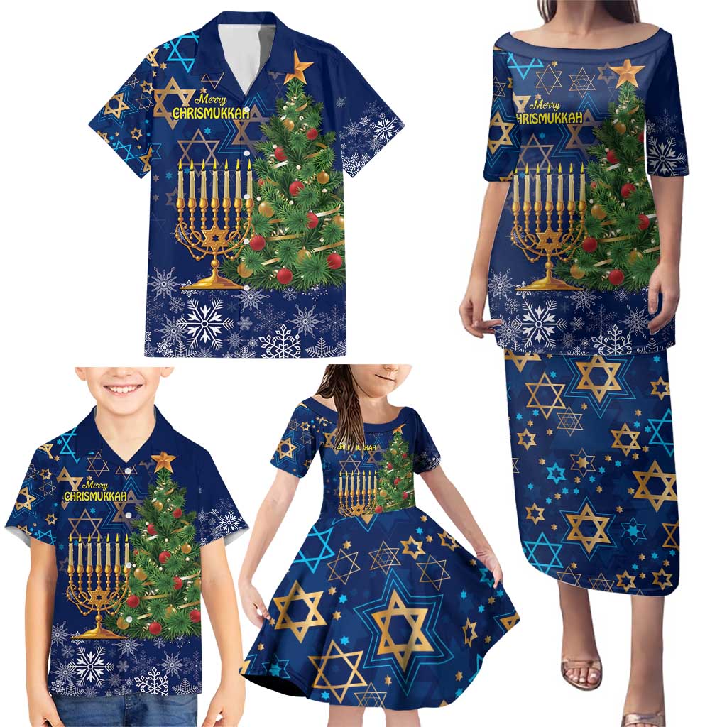 Merry Chrismukkah Family Matching Puletasi and Hawaiian Shirt Merry Christmas and Happy Hanukkah - Wonder Print Shop