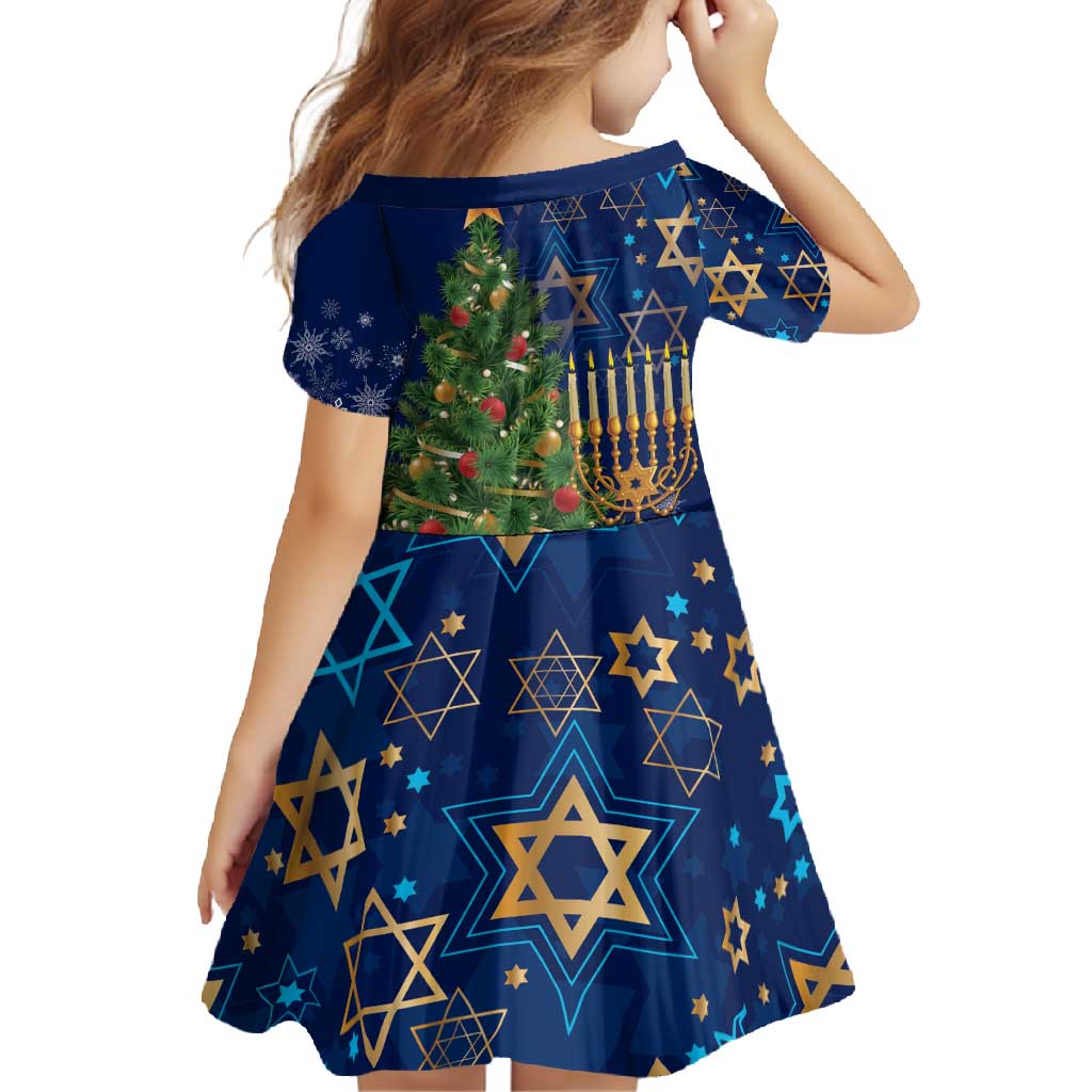 Merry Chrismukkah Family Matching Short Sleeve Bodycon Dress and Hawaiian Shirt Merry Christmas and Happy Hanukkah - Wonder Print Shop