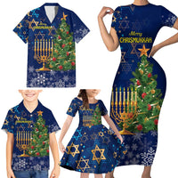 Merry Chrismukkah Family Matching Short Sleeve Bodycon Dress and Hawaiian Shirt Merry Christmas and Happy Hanukkah - Wonder Print Shop