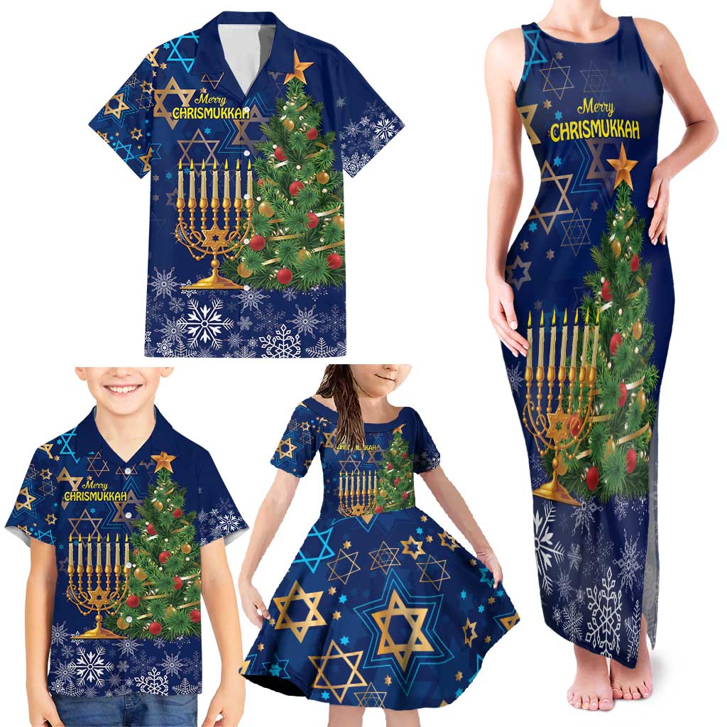 Merry Chrismukkah Family Matching Tank Maxi Dress and Hawaiian Shirt Merry Christmas and Happy Hanukkah - Wonder Print Shop
