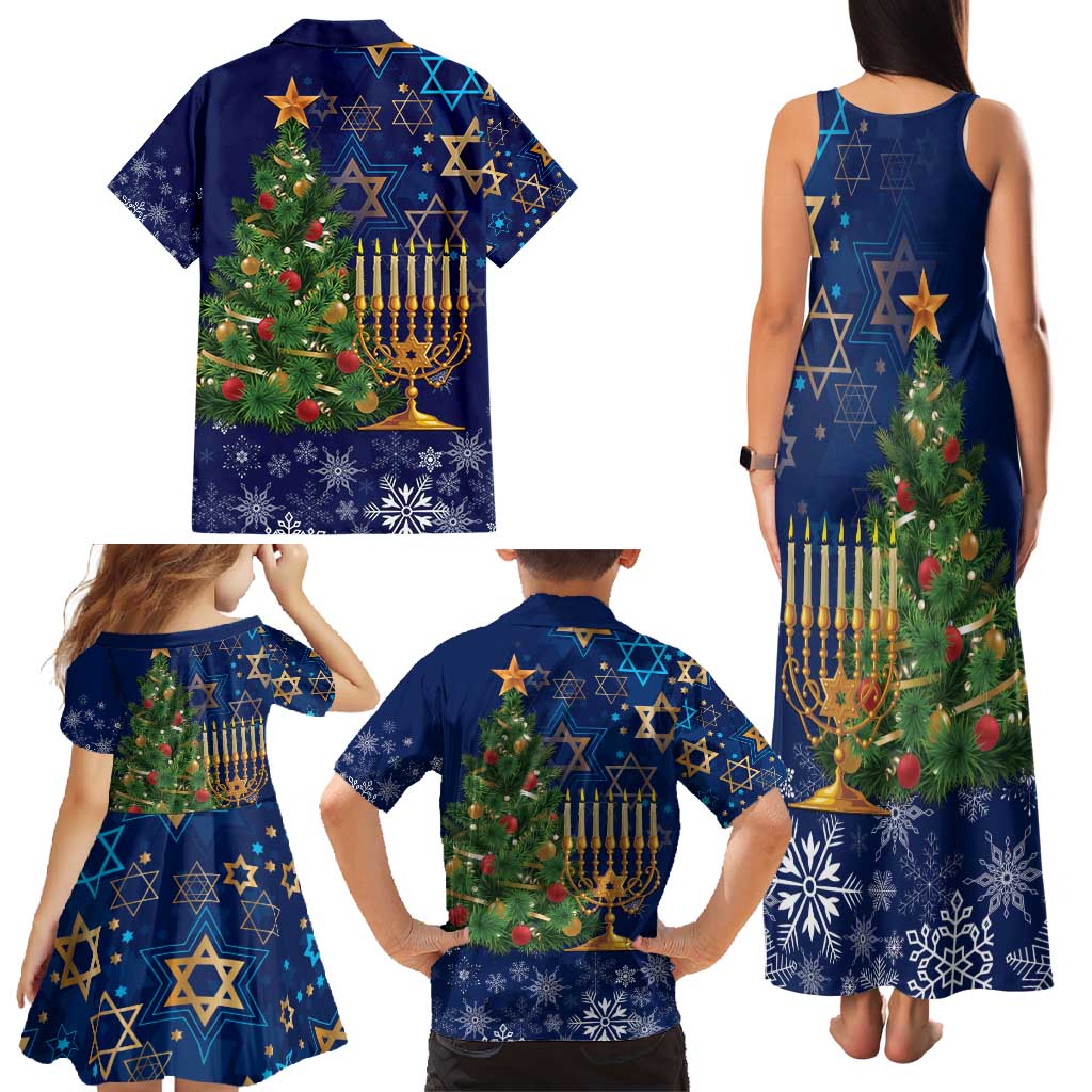 Merry Chrismukkah Family Matching Tank Maxi Dress and Hawaiian Shirt Merry Christmas and Happy Hanukkah - Wonder Print Shop