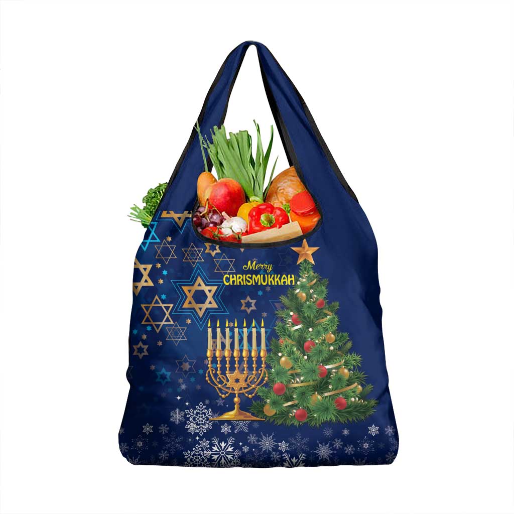 Merry Chrismukkah Grocery Bag Merry Christmas and Happy Hanukkah