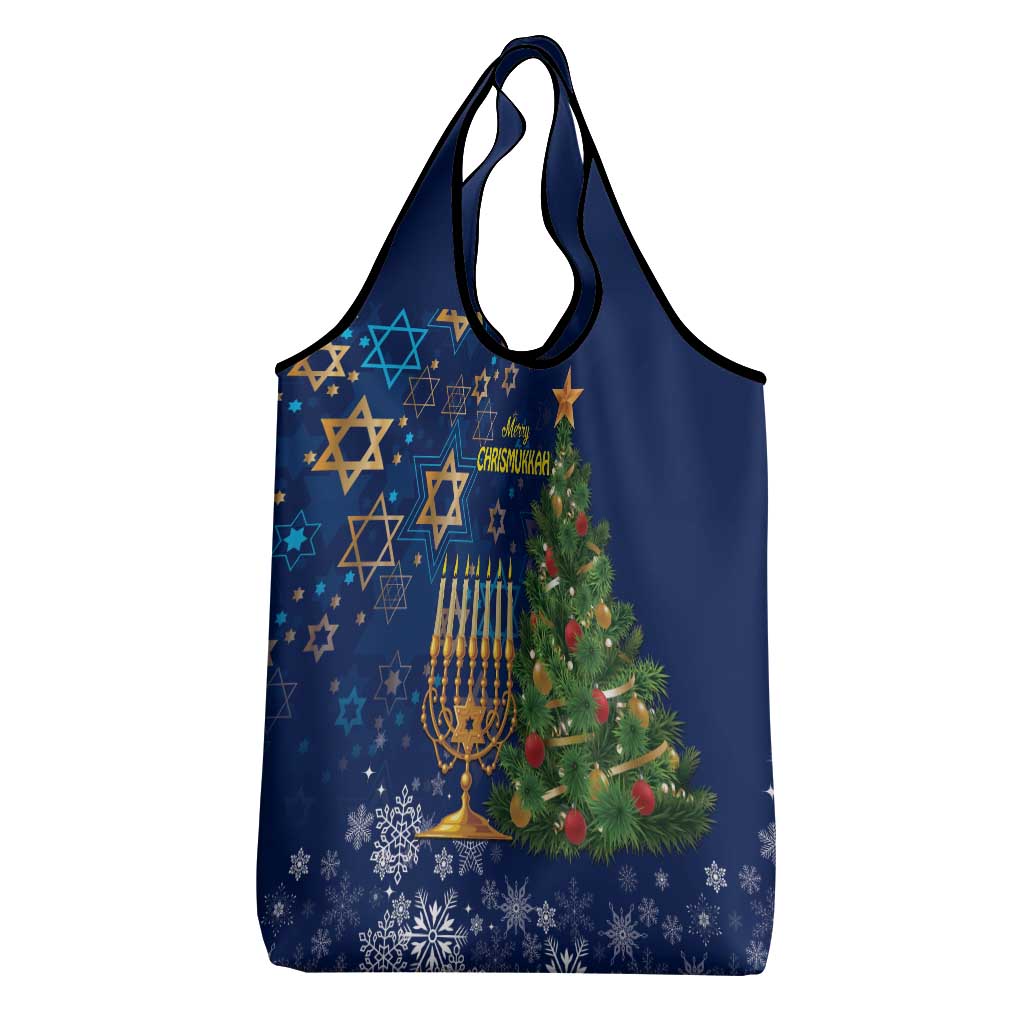 Merry Chrismukkah Grocery Bag Merry Christmas and Happy Hanukkah