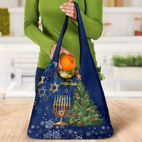 Merry Chrismukkah Grocery Bag Merry Christmas and Happy Hanukkah