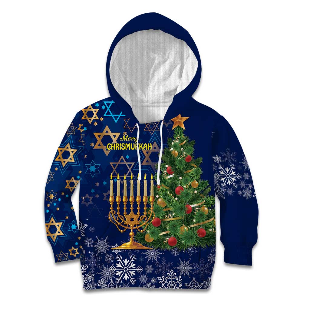 Merry Chrismukkah Kid Hoodie Merry Christmas and Happy Hanukkah - Wonder Print Shop