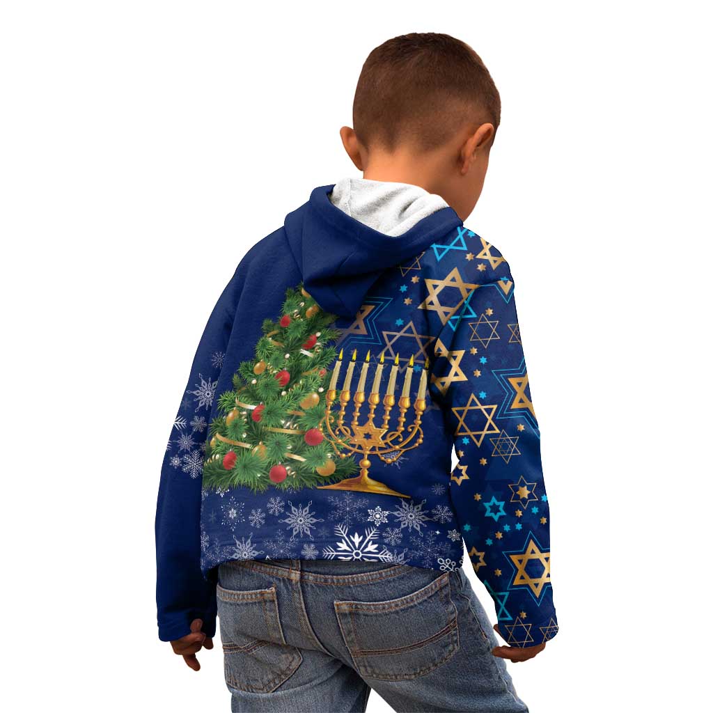 Merry Chrismukkah Kid Hoodie Merry Christmas and Happy Hanukkah - Wonder Print Shop