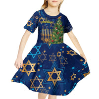 Merry Chrismukkah Kid Short Sleeve Dress Merry Christmas and Happy Hanukkah - Wonder Print Shop