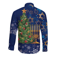 Merry Chrismukkah Long Sleeve Button Shirt Merry Christmas and Happy Hanukkah - Wonder Print Shop