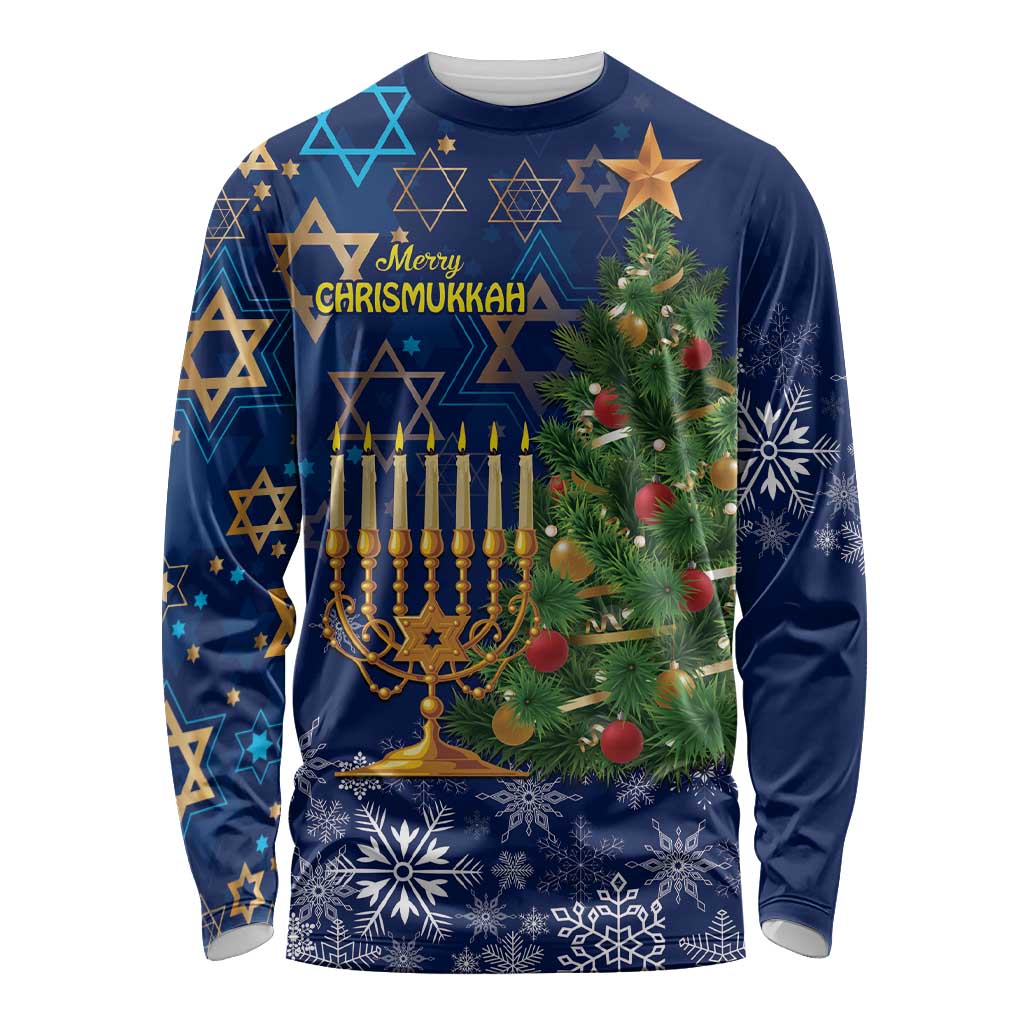 Merry Chrismukkah Long Sleeve Shirt Merry Christmas and Happy Hanukkah - Wonder Print Shop