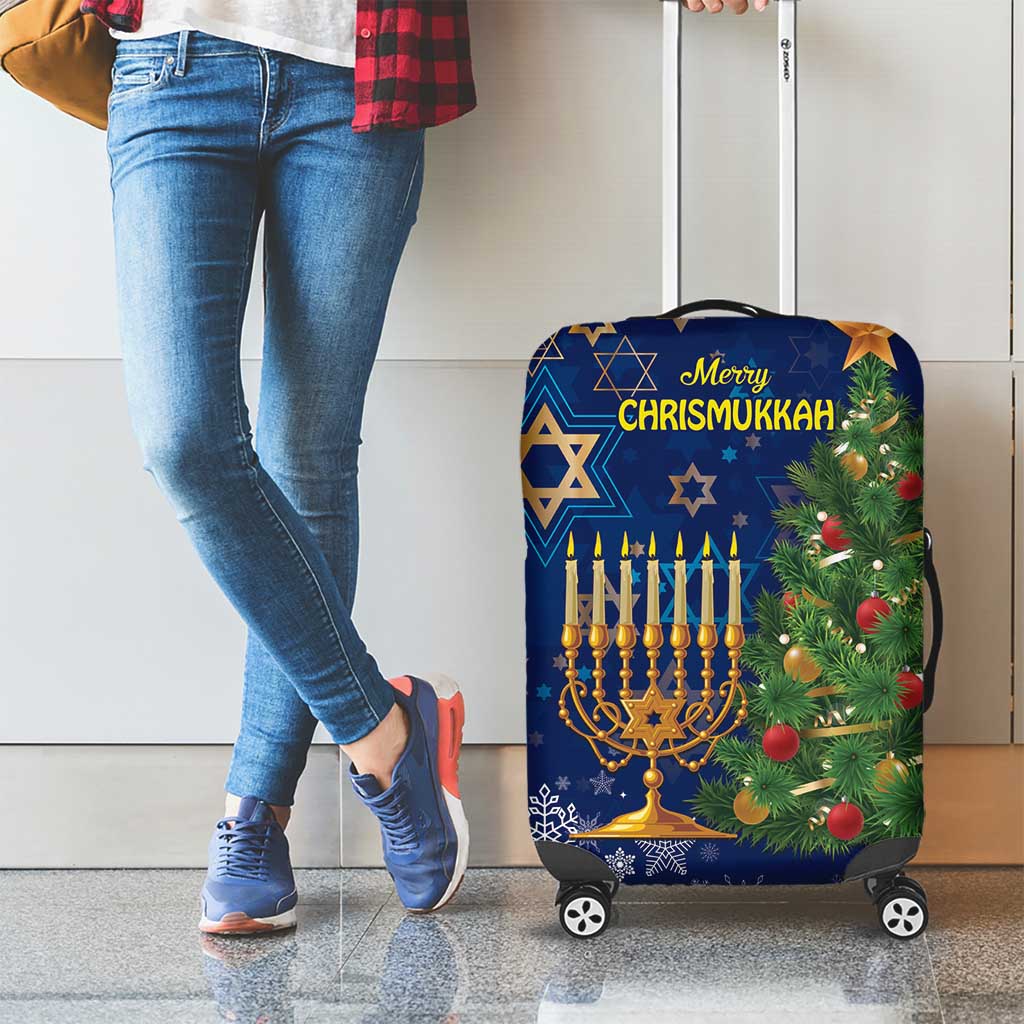 Merry Chrismukkah Luggage Cover Merry Christmas and Happy Hanukkah - Wonder Print Shop