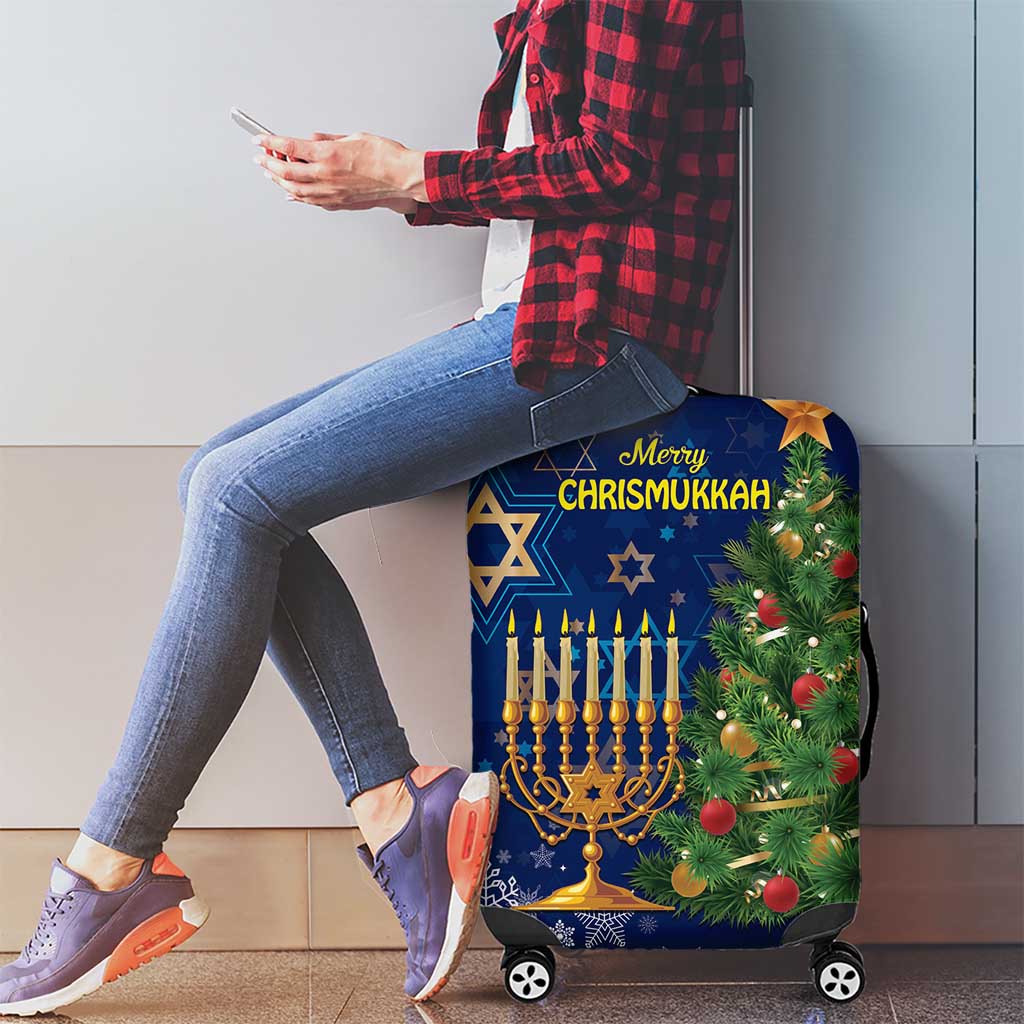 Merry Chrismukkah Luggage Cover Merry Christmas and Happy Hanukkah - Wonder Print Shop