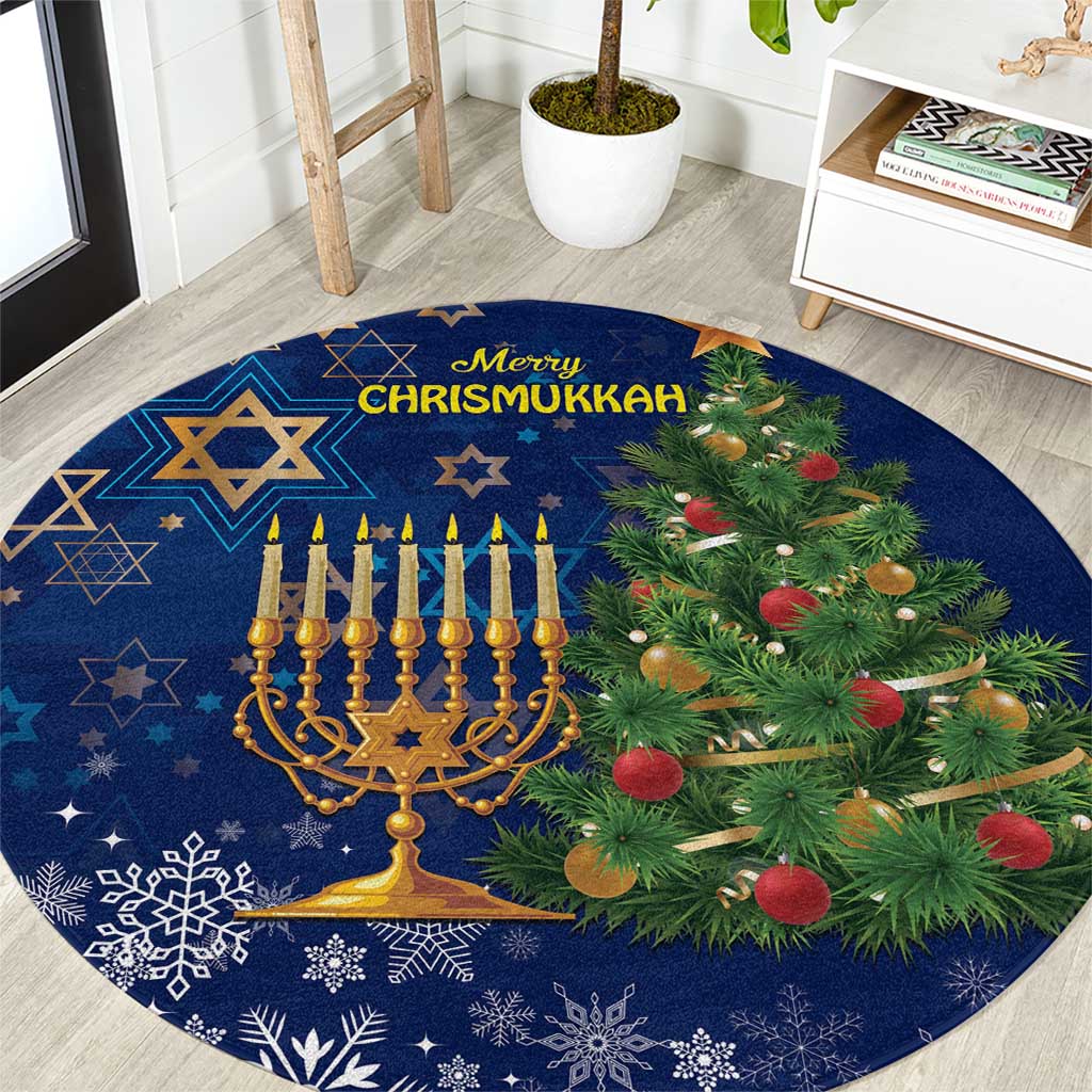Merry Chrismukkah Round Carpet Merry Christmas and Happy Hanukkah