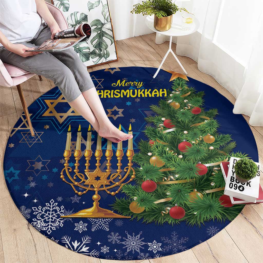 Merry Chrismukkah Round Carpet Merry Christmas and Happy Hanukkah