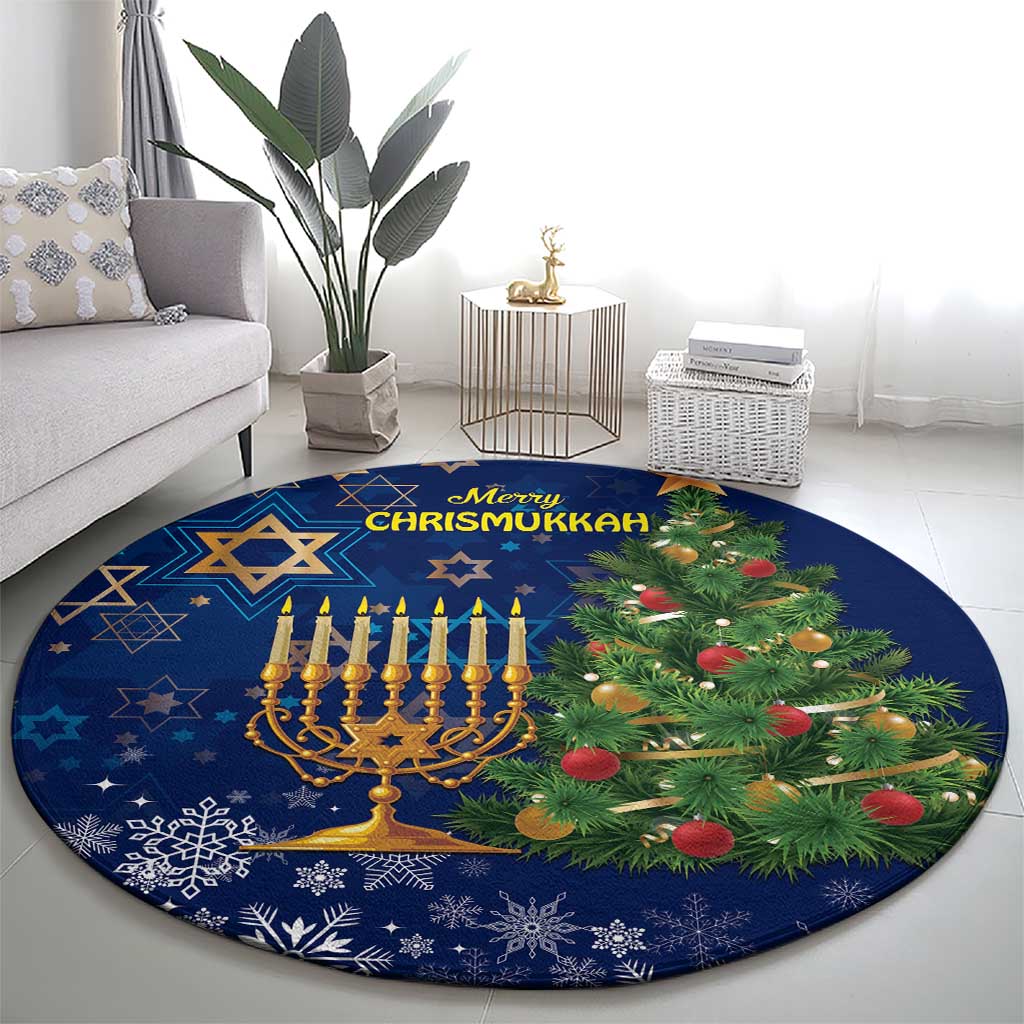 Merry Chrismukkah Round Carpet Merry Christmas and Happy Hanukkah