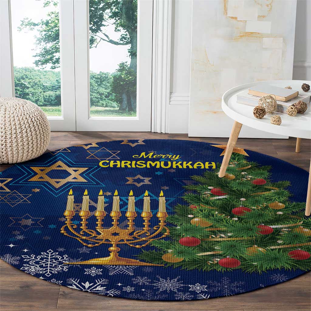 Merry Chrismukkah Round Carpet Merry Christmas and Happy Hanukkah