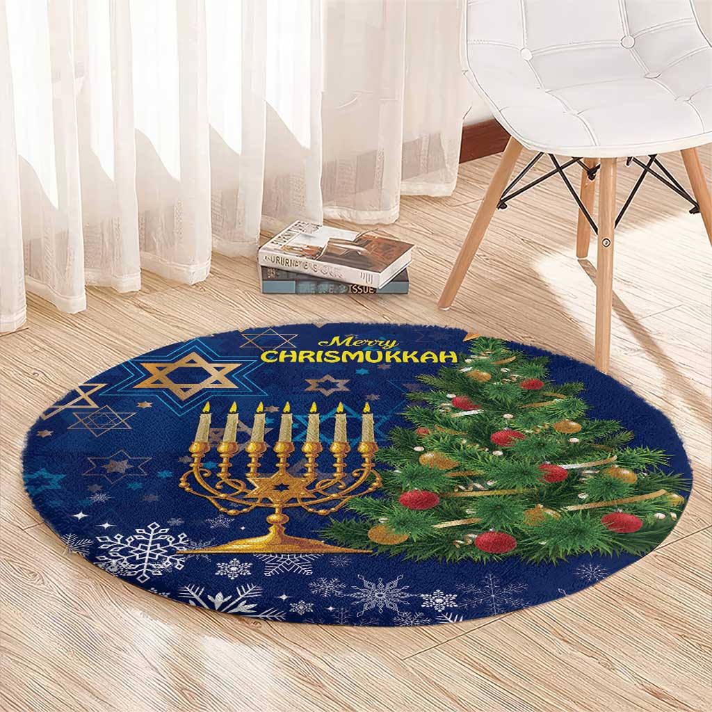 Merry Chrismukkah Round Carpet Merry Christmas and Happy Hanukkah
