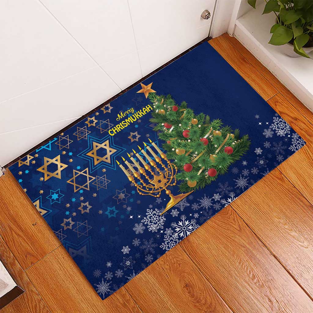 Merry Chrismukkah Rubber Doormat Merry Christmas and Happy Hanukkah - Wonder Print Shop