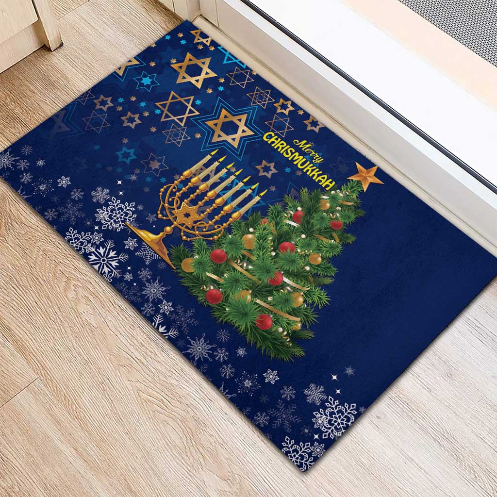 Merry Chrismukkah Rubber Doormat Merry Christmas and Happy Hanukkah - Wonder Print Shop