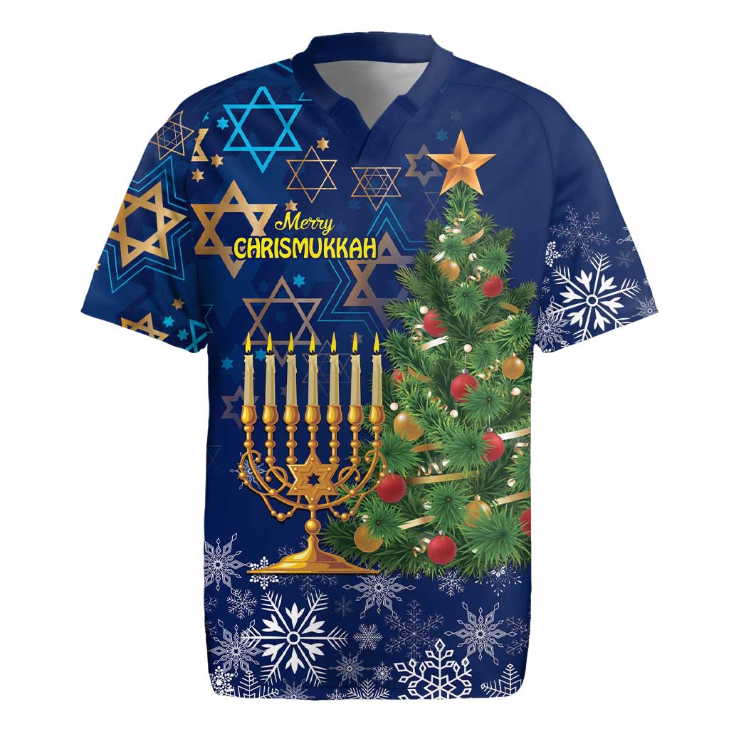 Merry Chrismukkah Rugby Jersey Merry Christmas and Happy Hanukkah - Wonder Print Shop