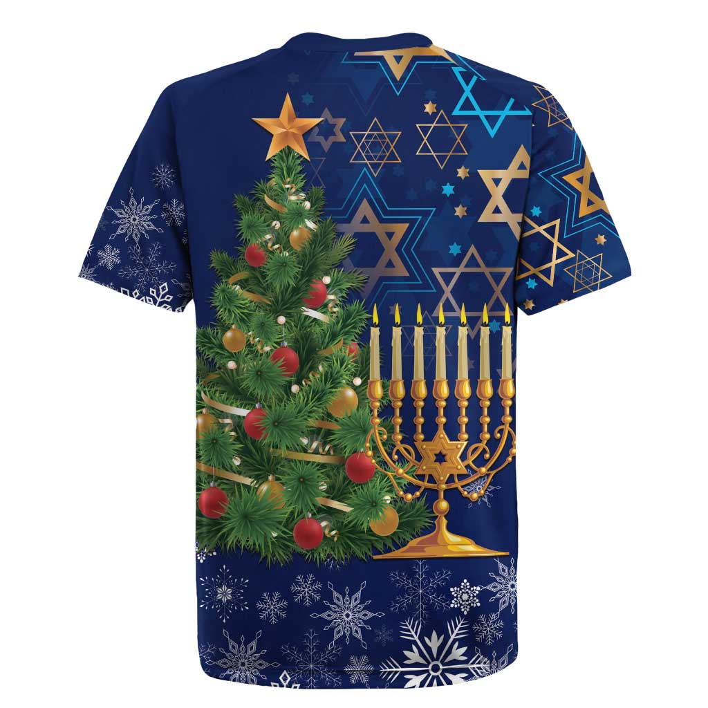 Merry Chrismukkah Rugby Jersey Merry Christmas and Happy Hanukkah - Wonder Print Shop