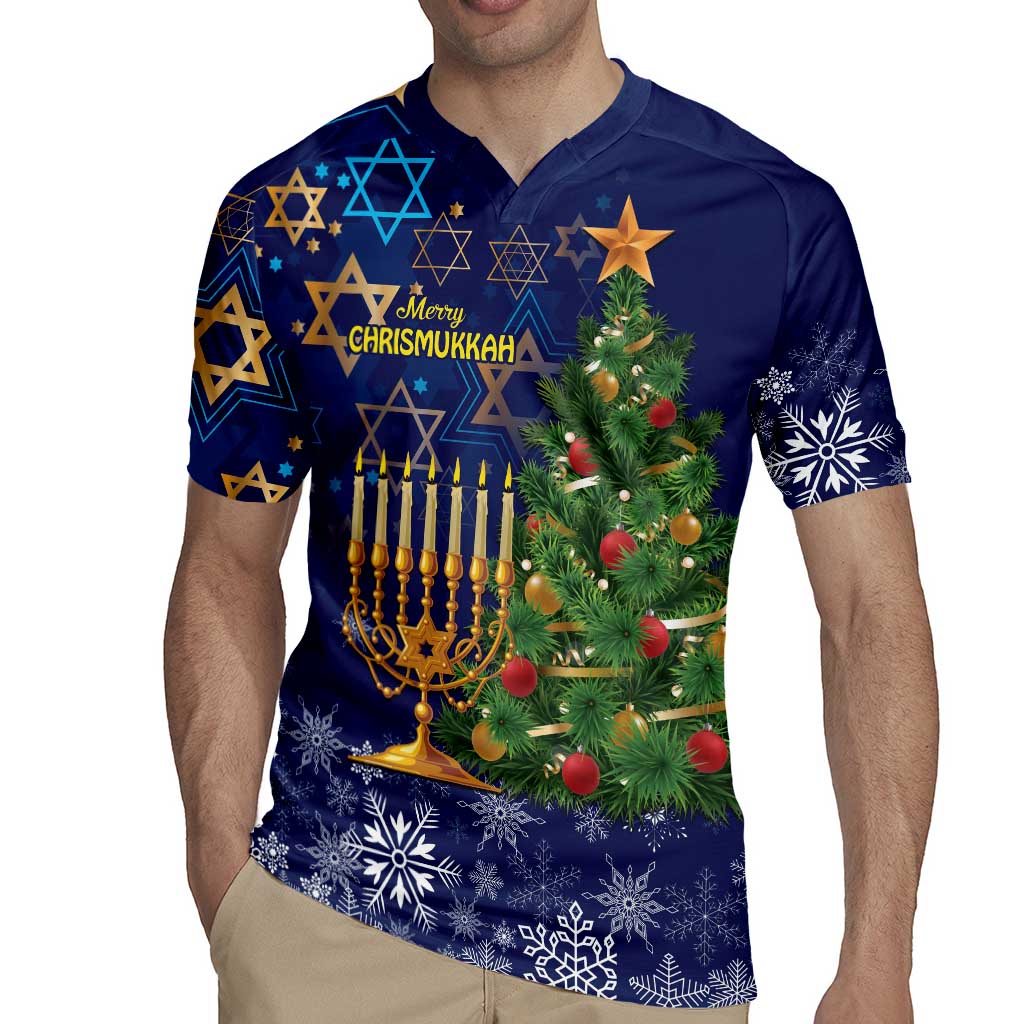 Merry Chrismukkah Rugby Jersey Merry Christmas and Happy Hanukkah - Wonder Print Shop