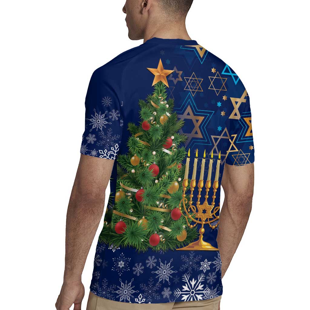 Merry Chrismukkah Rugby Jersey Merry Christmas and Happy Hanukkah - Wonder Print Shop