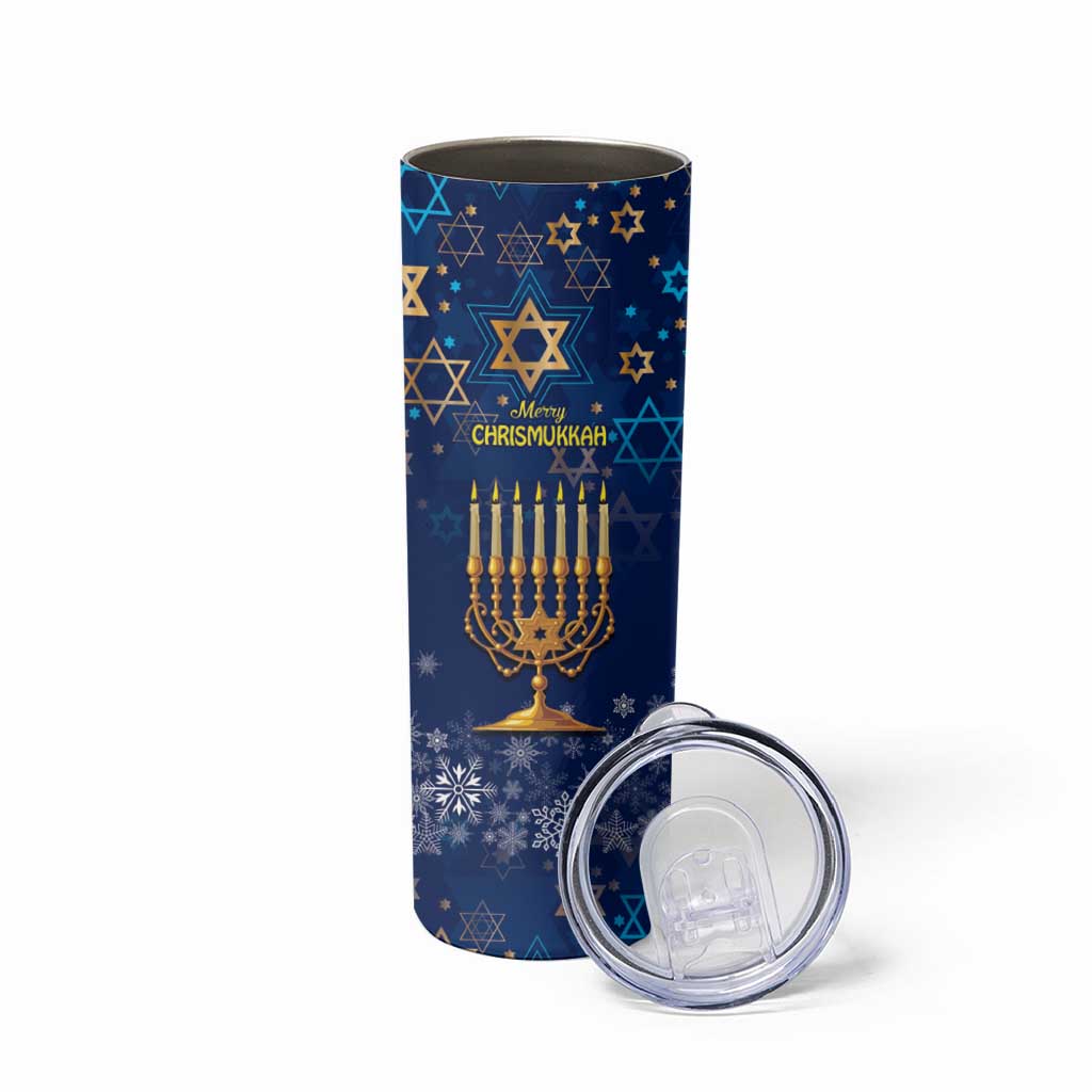 Merry Chrismukkah Skinny Tumbler Merry Christmas and Happy Hanukkah - Wonder Print Shop