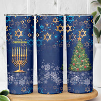 Merry Chrismukkah Skinny Tumbler Merry Christmas and Happy Hanukkah - Wonder Print Shop