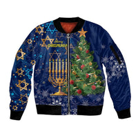 Merry Chrismukkah Sleeve Zip Bomber Jacket Merry Christmas and Happy Hanukkah - Wonder Print Shop