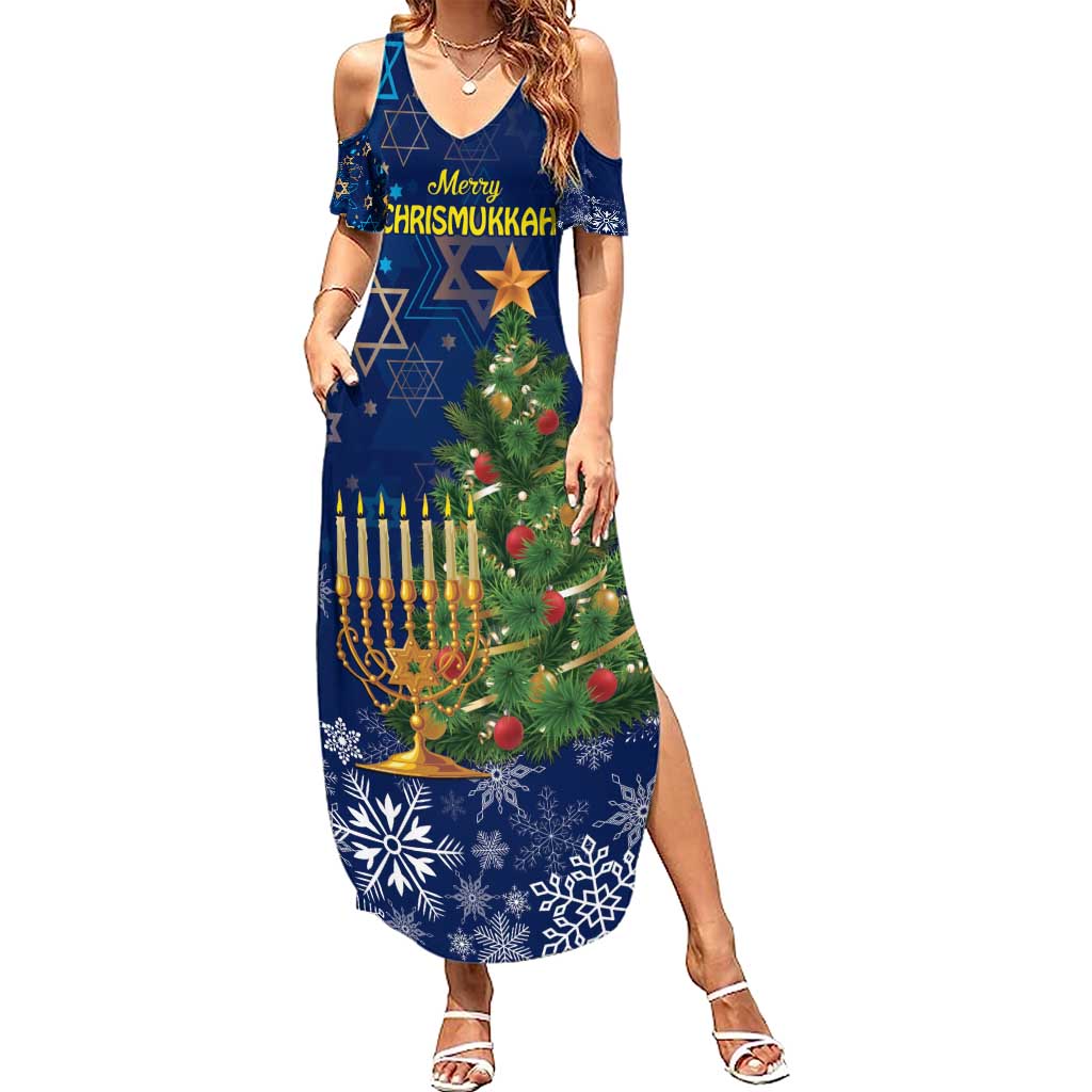 Merry Chrismukkah Summer Maxi Dress Merry Christmas and Happy Hanukkah - Wonder Print Shop