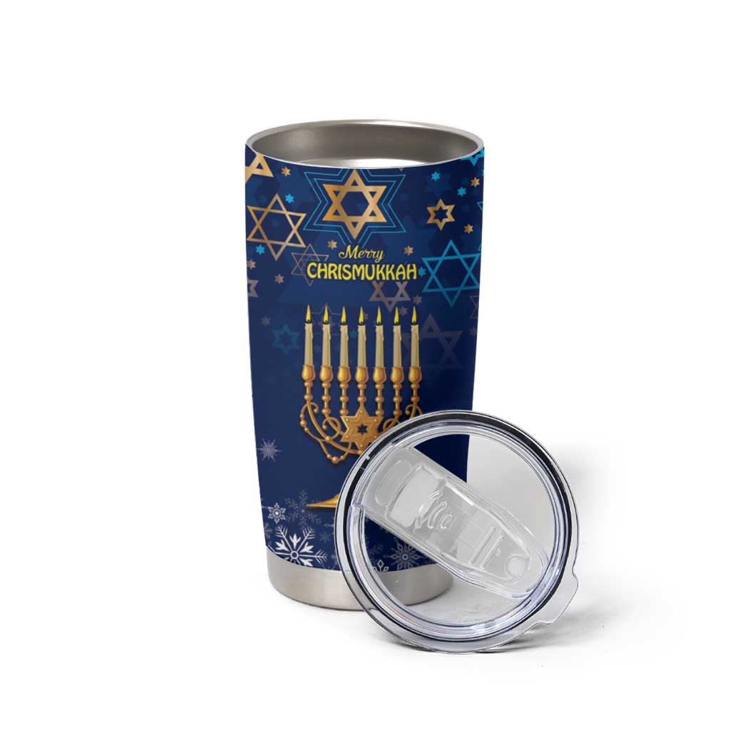 Merry Chrismukkah Tumbler Cup Merry Christmas and Happy Hanukkah - Wonder Print Shop