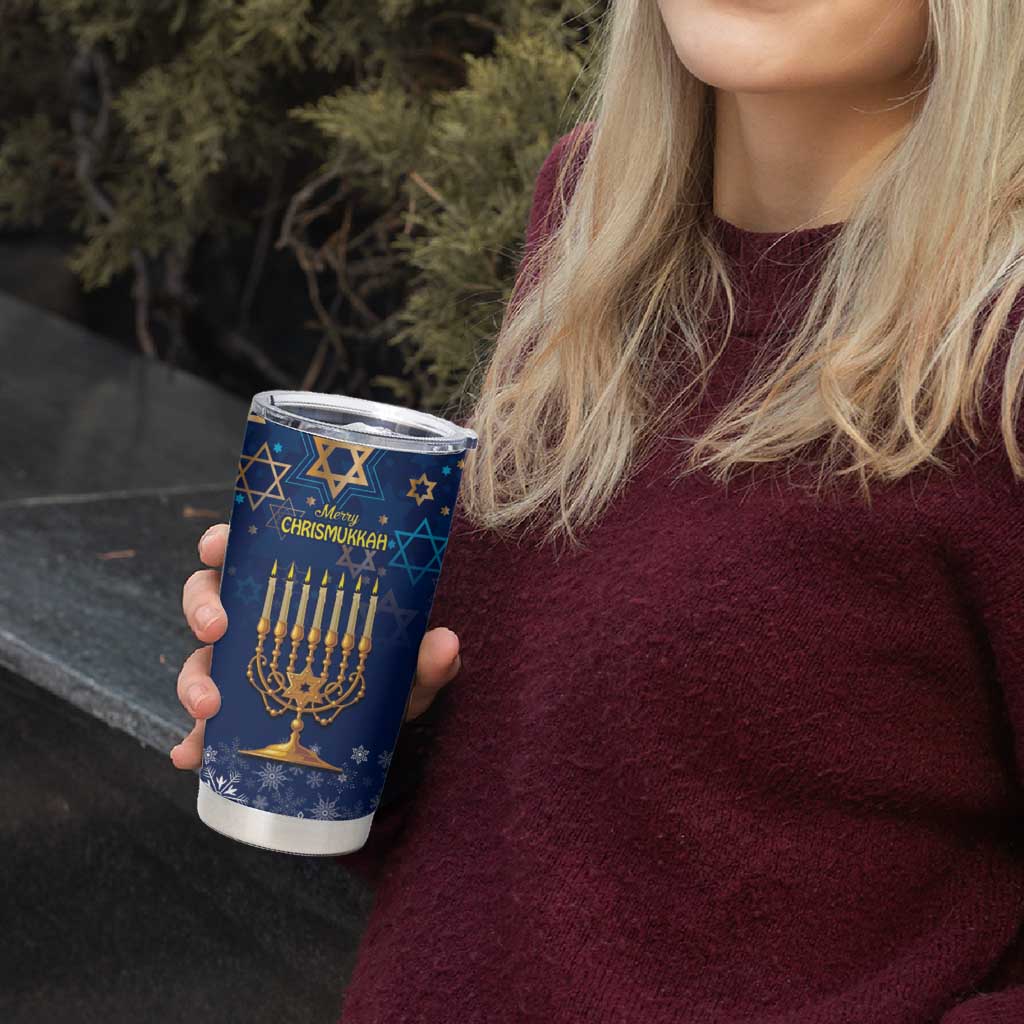 Merry Chrismukkah Tumbler Cup Merry Christmas and Happy Hanukkah - Wonder Print Shop