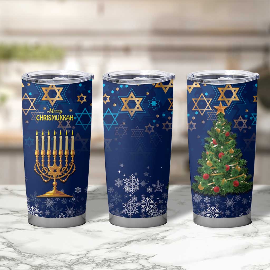 Merry Chrismukkah Tumbler Cup Merry Christmas and Happy Hanukkah - Wonder Print Shop