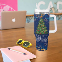 Merry Chrismukkah Tumbler With Handle Merry Christmas and Happy Hanukkah - Wonder Print Shop