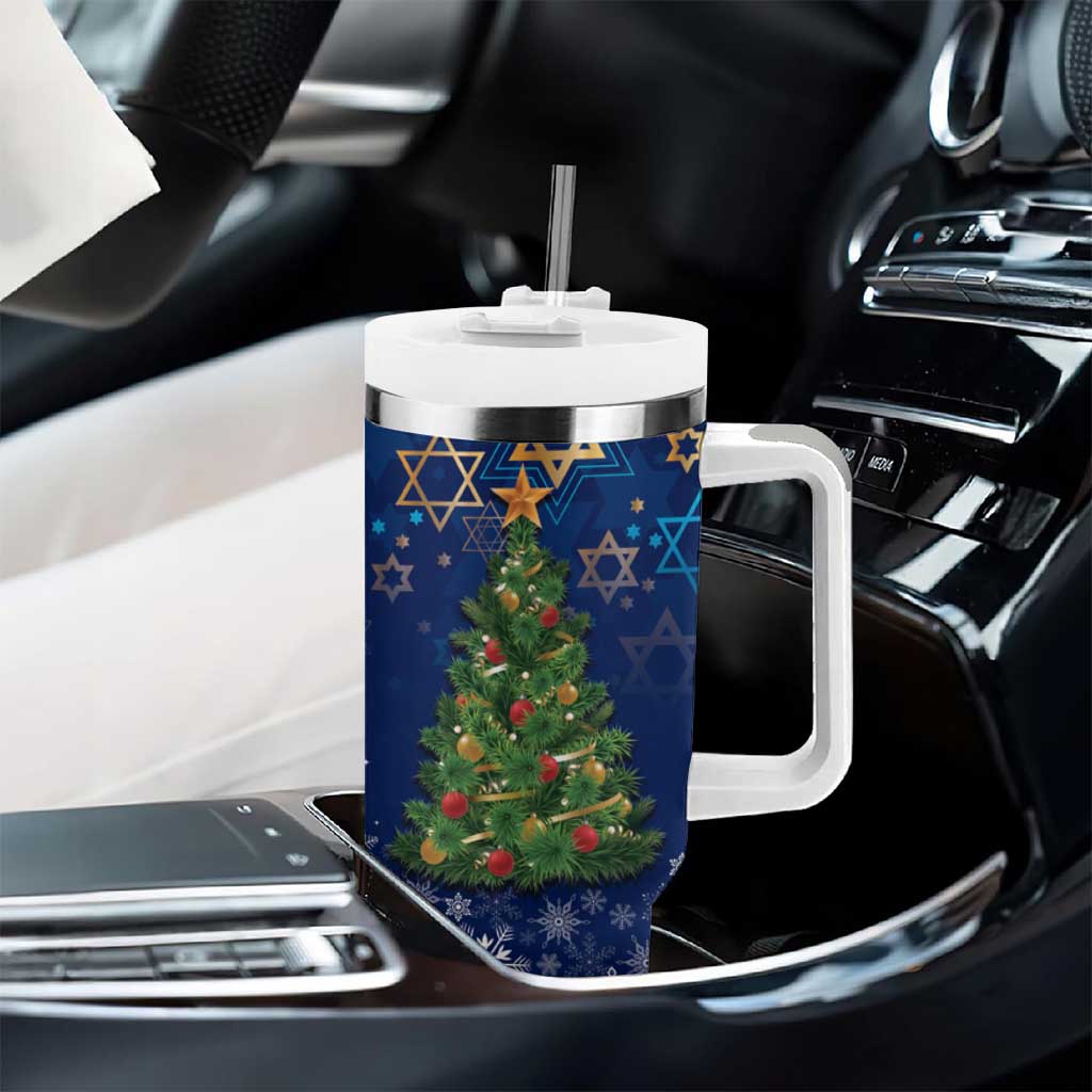 Merry Chrismukkah Tumbler With Handle Merry Christmas and Happy Hanukkah - Wonder Print Shop