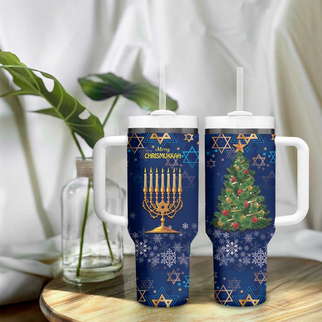Merry Chrismukkah Tumbler With Handle Merry Christmas and Happy Hanukkah - Wonder Print Shop