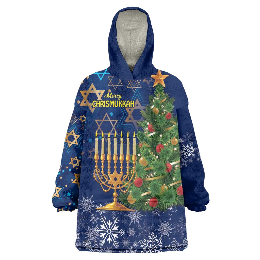 Merry Chrismukkah Wearable Blanket Hoodie Merry Christmas and Happy Hanukkah - Wonder Print Shop