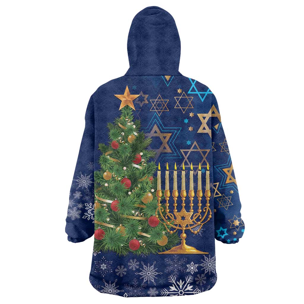 Merry Chrismukkah Wearable Blanket Hoodie Merry Christmas and Happy Hanukkah - Wonder Print Shop
