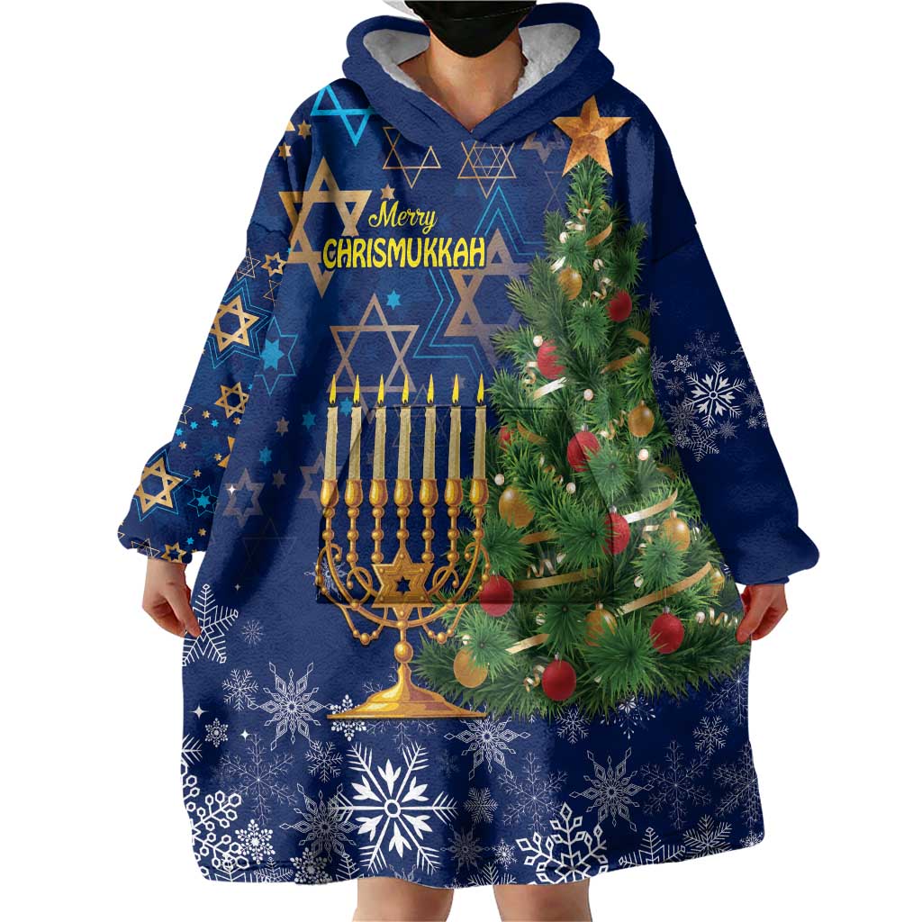 Merry Chrismukkah Wearable Blanket Hoodie Merry Christmas and Happy Hanukkah - Wonder Print Shop