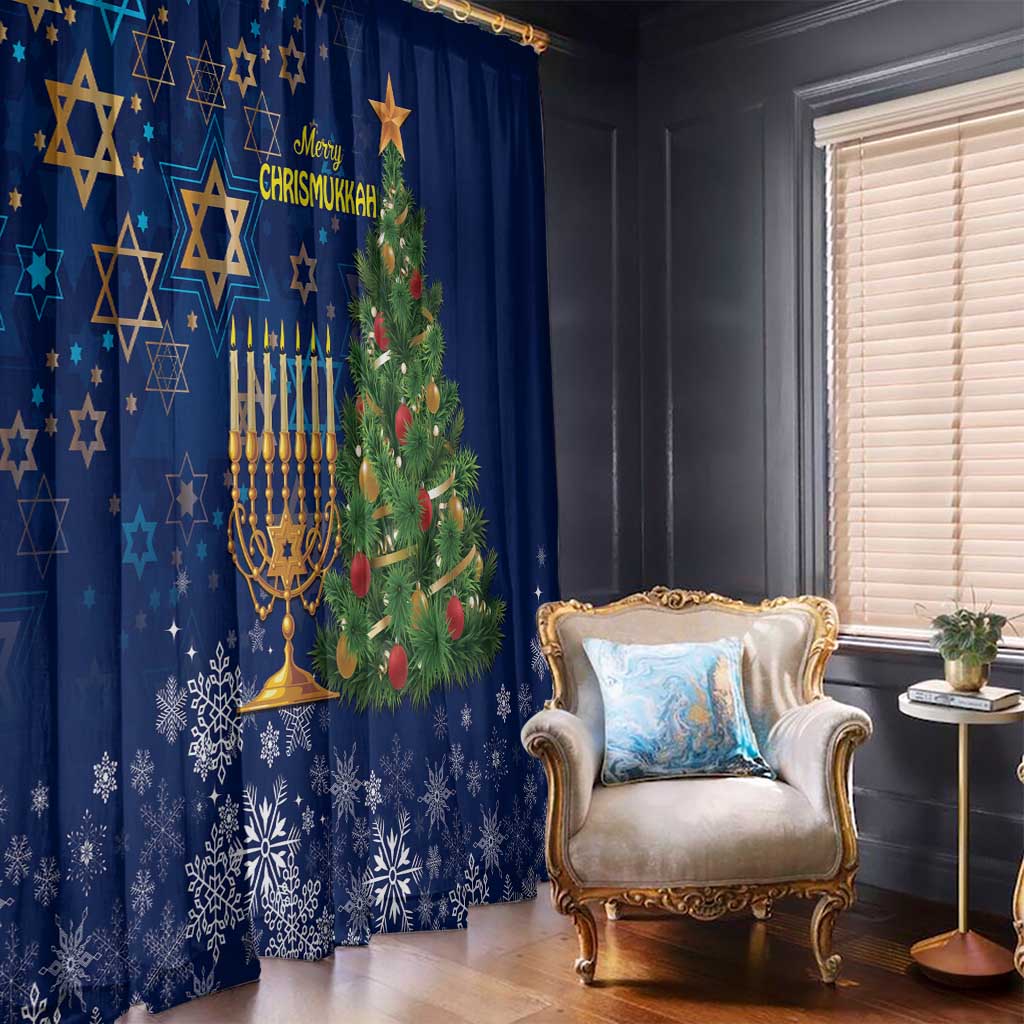 Merry Chrismukkah Window Curtain Merry Christmas and Happy Hanukkah - Wonder Print Shop