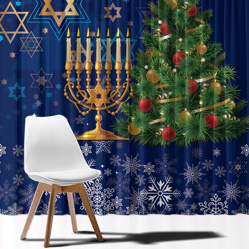 Merry Chrismukkah Window Curtain Merry Christmas and Happy Hanukkah - Wonder Print Shop