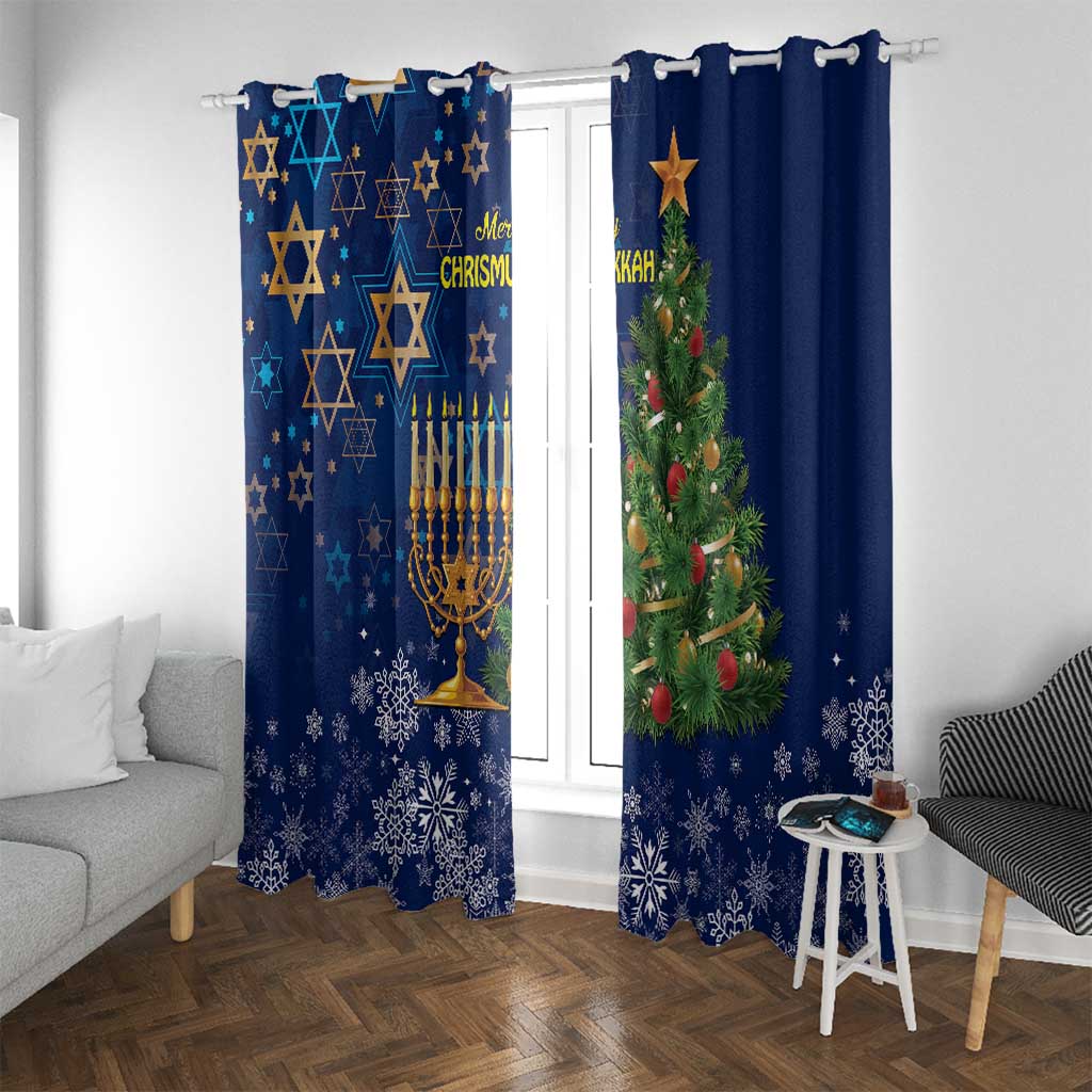 Merry Chrismukkah Window Curtain Merry Christmas and Happy Hanukkah - Wonder Print Shop
