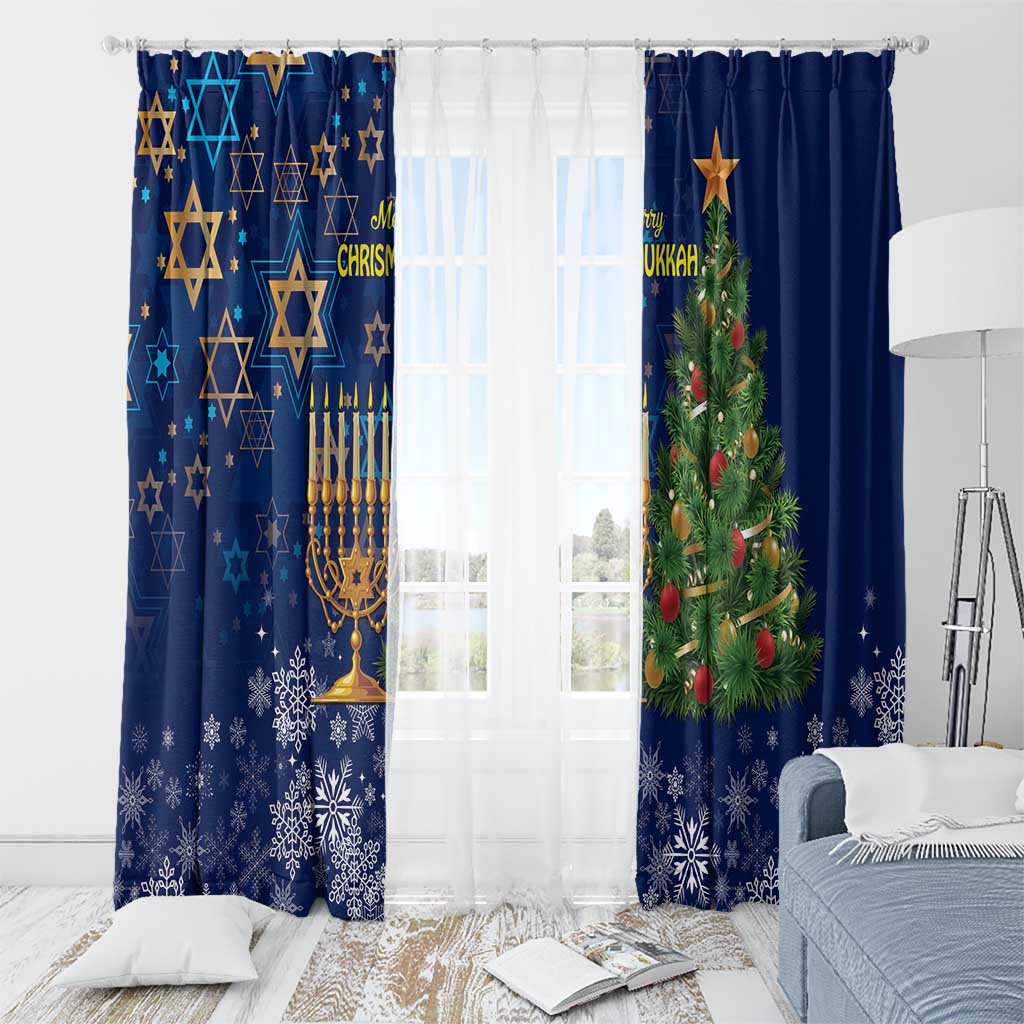Merry Chrismukkah Window Curtain Merry Christmas and Happy Hanukkah - Wonder Print Shop