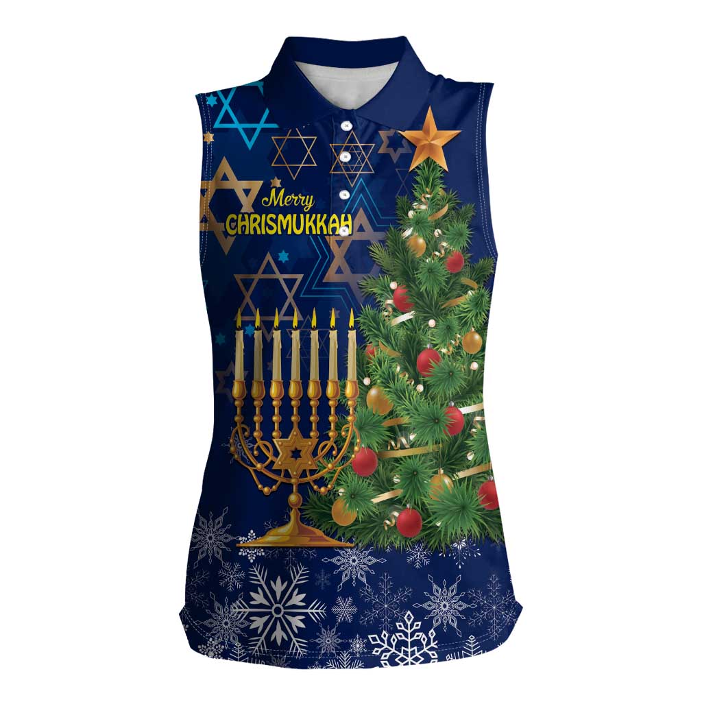 Merry Chrismukkah Women Sleeveless Polo Shirt Merry Christmas and Happy Hanukkah - Wonder Print Shop
