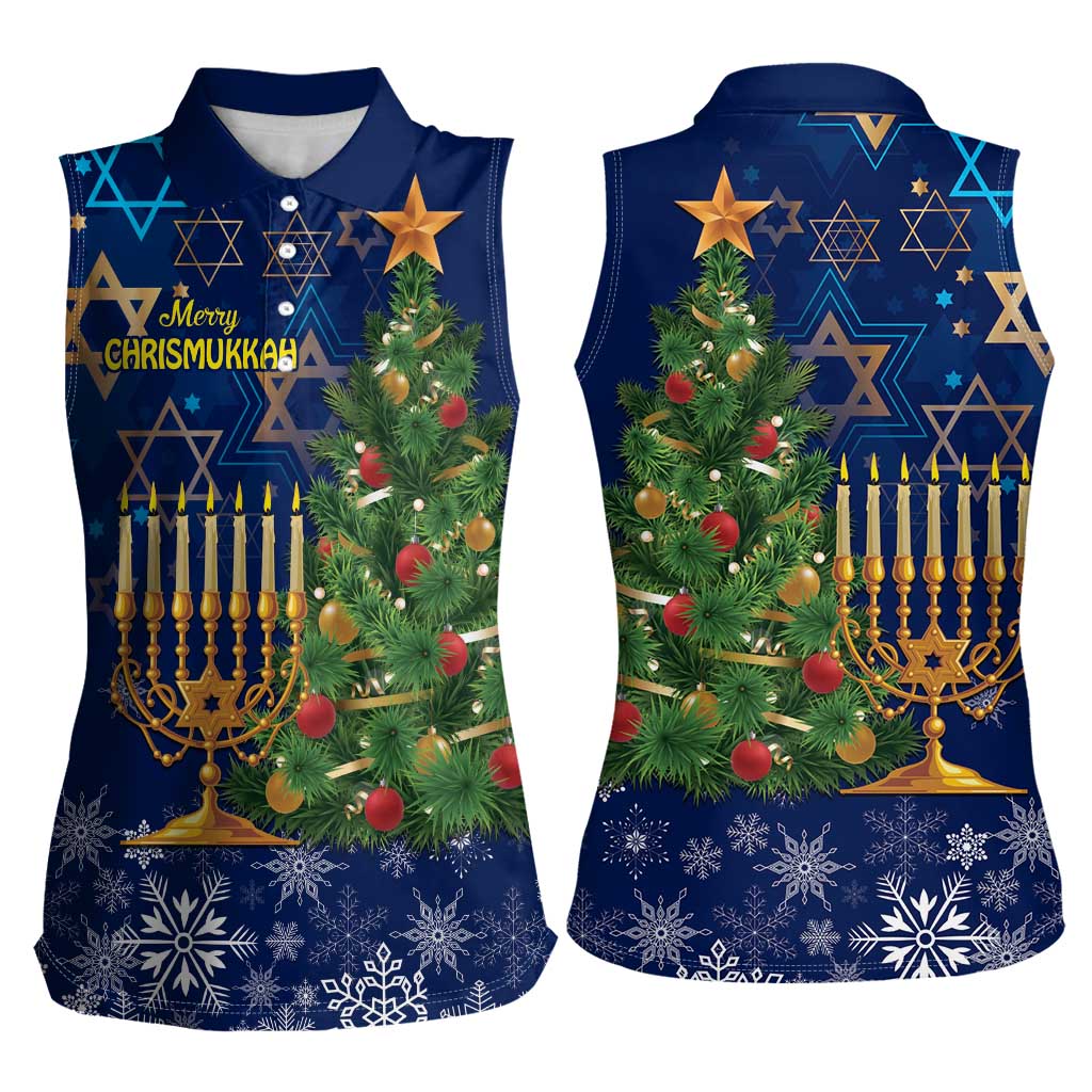 Merry Chrismukkah Women Sleeveless Polo Shirt Merry Christmas and Happy Hanukkah - Wonder Print Shop
