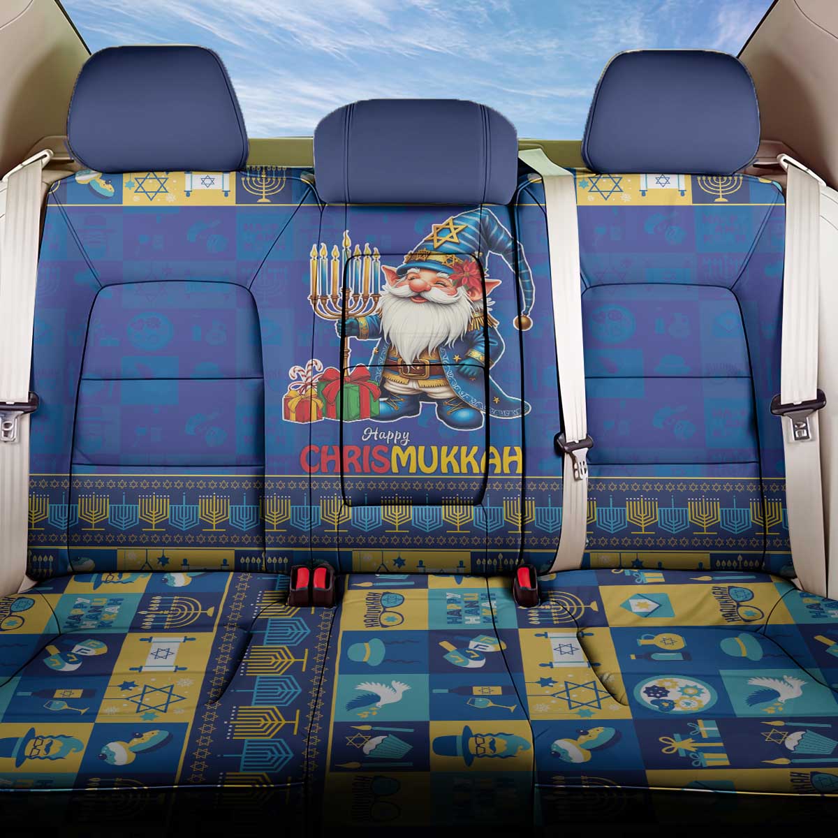Merry Chrismukkah Back Car Seat Cover With Gnome Christmas Hanukkah LT9 - Wonder Print Shop