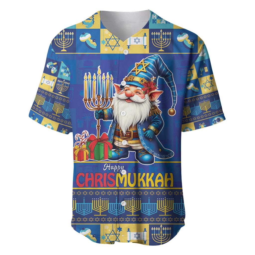 Merry Chrismukkah Baseball Jersey With Gnome Christmas Hanukkah LT9 - Wonder Print Shop