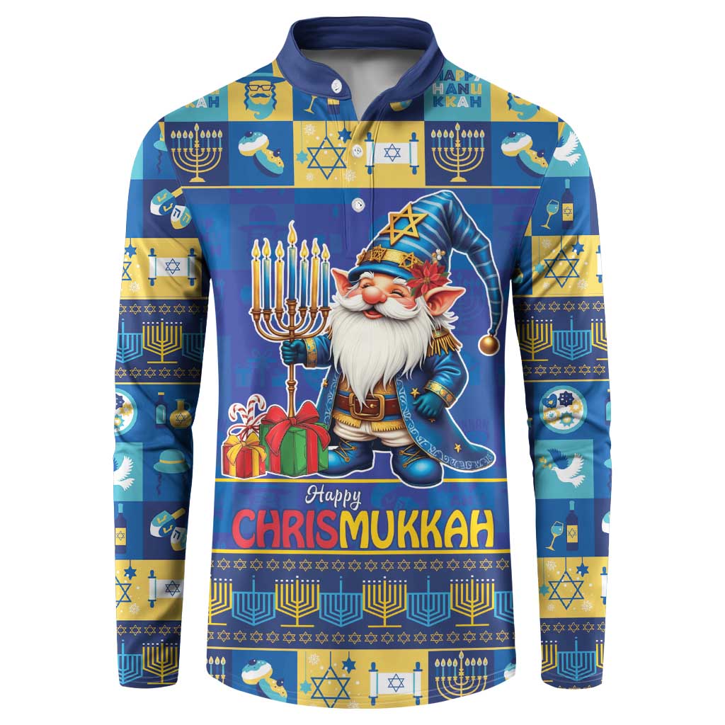 Merry Chrismukkah Button Sweatshirt With Gnome Christmas Hanukkah LT9 - Wonder Print Shop