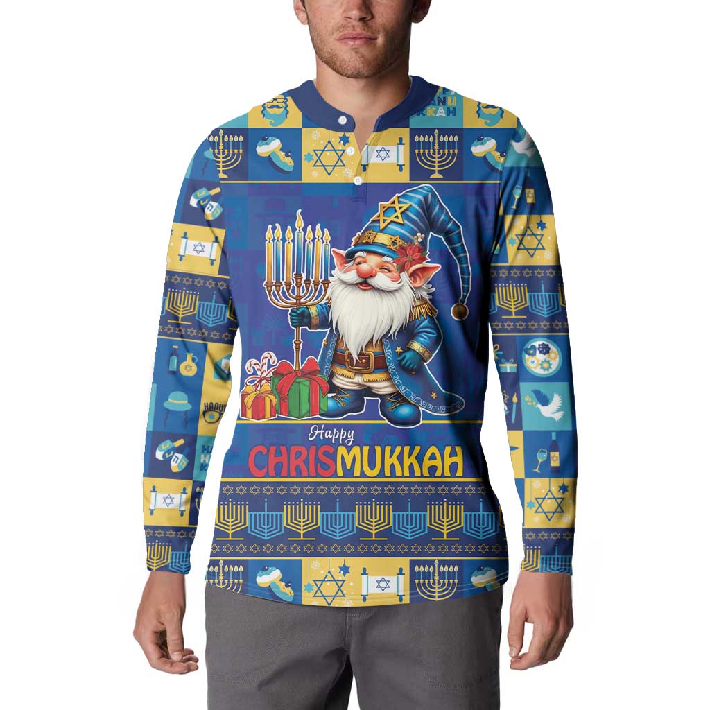 Merry Chrismukkah Button Sweatshirt With Gnome Christmas Hanukkah LT9 - Wonder Print Shop